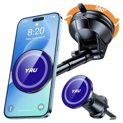 Upgraded Magnetic Phone Holder Car【Patented & Super Magnet】 for MagSafe Mount Dashboard Windshield Vent Magnet Phone Cradle Stand for iPhone 17 16 15 14 13 12 Pro Max Samsung Truck