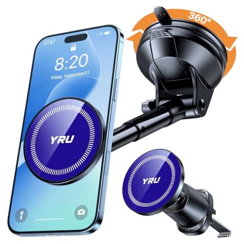 Upgraded Magnetic Phone Holder Car【Patented & Super Magnet】 for MagSafe Mount Dashboard Windshield Vent Magnet Phone Cradle Stand for iPhone 17 16 15 14 13 12 Pro Max Samsung Truck
