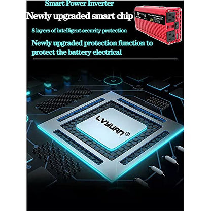 Car 1500W Inverter 12V to 110V AC 700W Continuous USB QC3.0 Off Grid RV