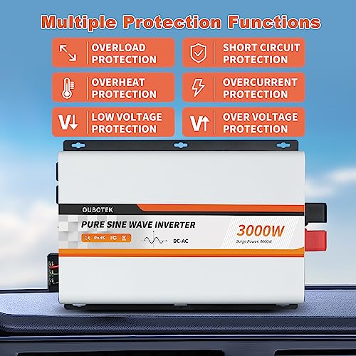 3000W Pure Sine Wave Inverter 24V DC to 120V AC