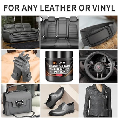 Dark Gray Leather Recoloring Balm with 100ml Mink Oil