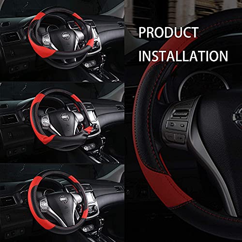 Leather Car Steering Wheel Cover Universal Fit for Most Cars