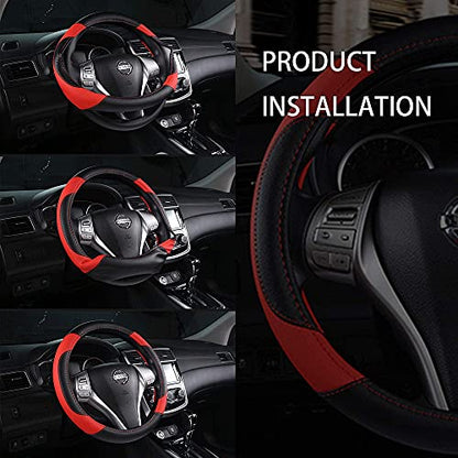 Leather Car Steering Wheel Cover Universal Fit for Most Cars