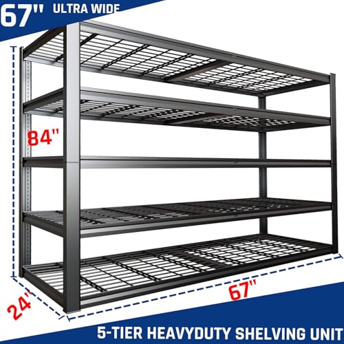 67" Wide 5 Tier Garage Shelving Unit (2 Count)
