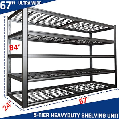 67" Wide 5 Tier Garage Shelving Unit (2 Count)