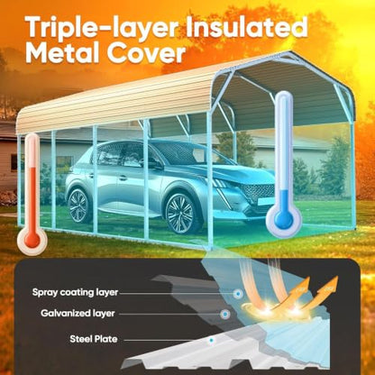 12x20 FT Heavy Duty Metal Carport