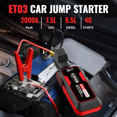 ET03 2000A Car Jump Starter for 7.5L Gas and 6.5L Diesel Engines