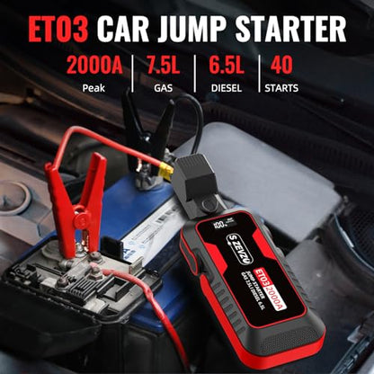 ET03 2000A Car Jump Starter for 7.5L Gas and 6.5L Diesel Engines