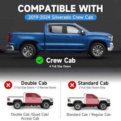 6'' Heavy Duty Carbon Steel Running Boards Side Steps Nerf Bars for 2019