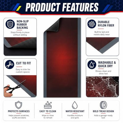 Motorcycle Mat Garage Floor Rug Washable Parking Mats for Garage Floors Non Slip Oil Absorbent Pad Rubber Backing Layer Protects Floor