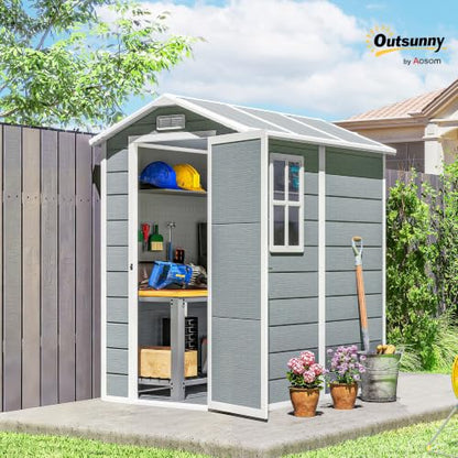 4.3' x 6.1' Outdoor Storage Shed Waterproof Resin with Floor Gray