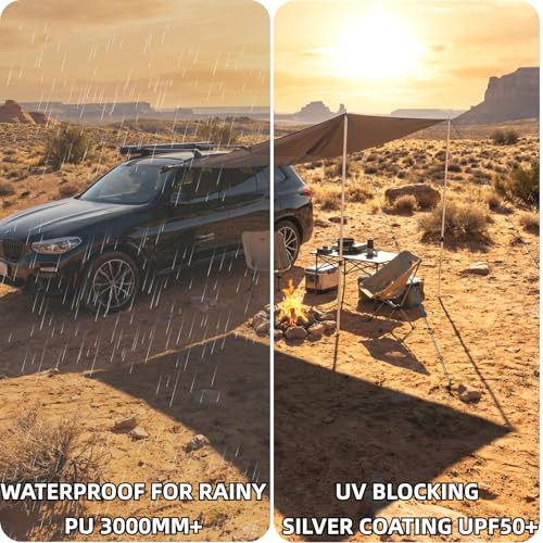 Portable Suction Cup Car Awning 6.5ftx9.8ft Gray