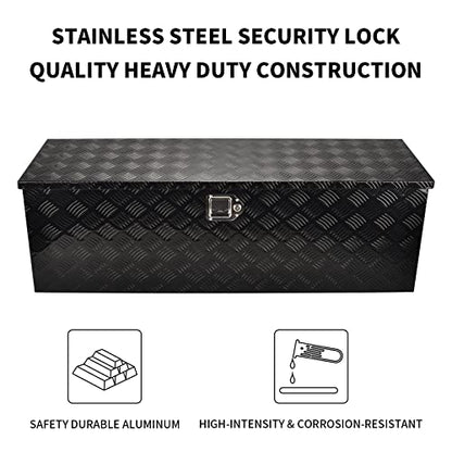 48In Black Aluminum Tool Box 5 Bar Tread ToolBox for Truck Bed Car Outdoor