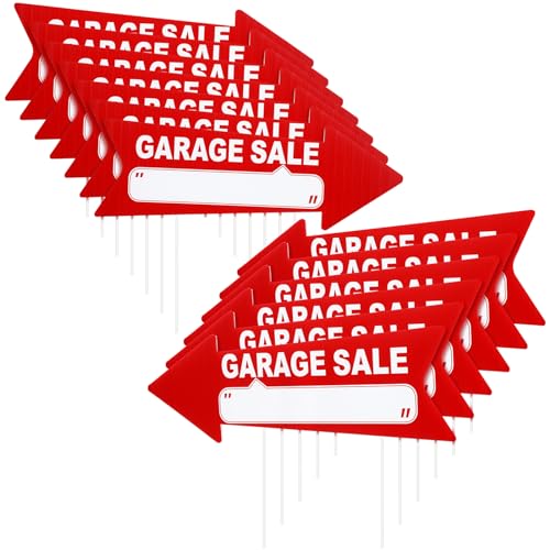12 Pcs Garage Sale Signs with Stakes Double Sided (12 Count)