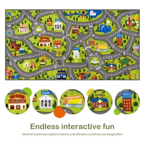 Washable Kids City Road Play Rug