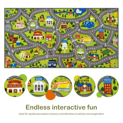 Washable Kids City Road Play Rug