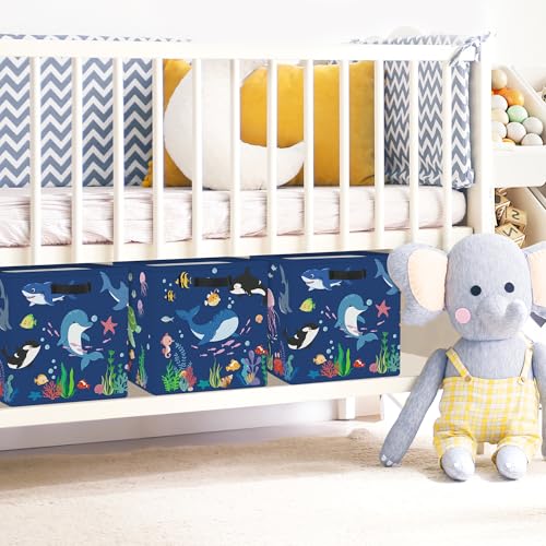 11.8" Ocean Animal Storage Basket Set of 3 for Kid Toy Clothes Bin (3 Count)