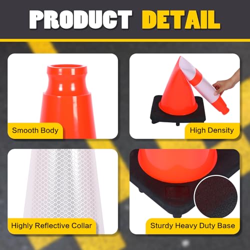 Traffic Cones 28 inch Orange 8 Pack Heavy Duty Safety Cones