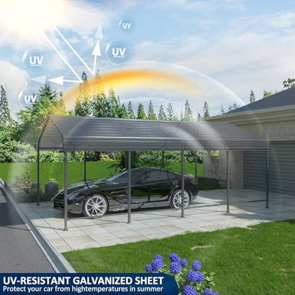 12x20 FT Metal Carport Canopy with Reinforced Base