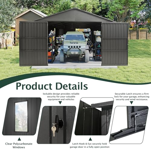 Domi 12'x20' Outdoor Metal Garage Shed