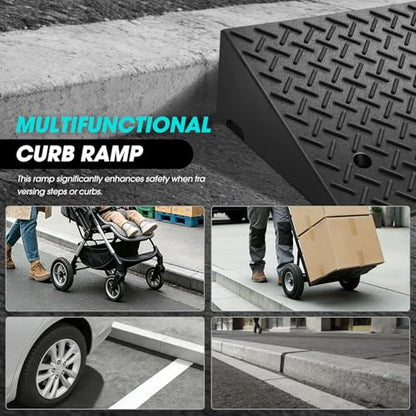 7.7" Rise Rubber Curb Ramp Heavy Duty Loading Driveway Ramp Threshold Ramp 39" W x 19.7" D x 7.7" H for Loading Dock