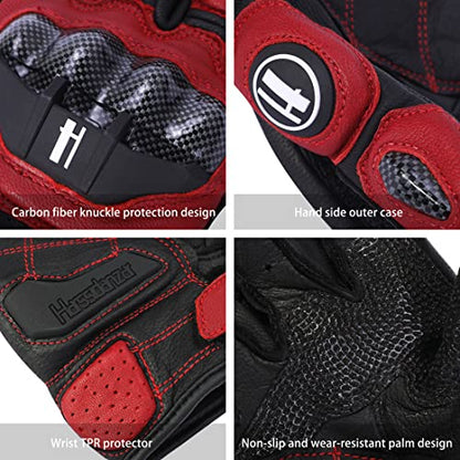 Mens Leather Motorbike Gloves KM046 Oxblood