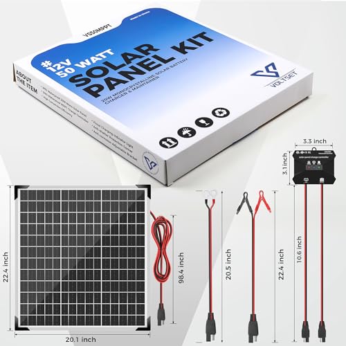 50W 12V Solar Panel Battery Charger Trickle Maintainer Kit