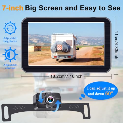 HD 1080P 7 Inch Wireless Backup Camera for Truck