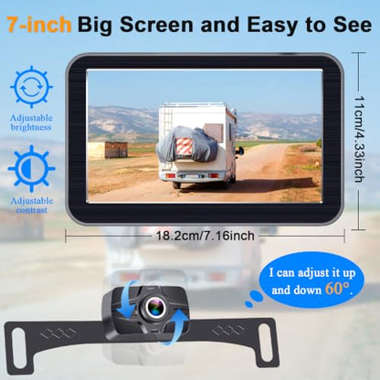 HD 1080P 7 Inch Wireless Backup Camera for Truck