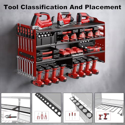 Large Power Tool Organizer Wall Mount Red