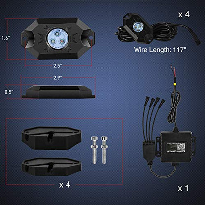 RGB LED Rock Lights Kit (4 Count)