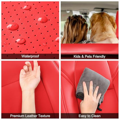 Tesla Model 3 Car Seat Covers Nappa Leather Car Interior Seat Airbag Compatible Cushion Cover Full Set Custom Fit 2023 2022 2021 2020 2019 2018 (10 Count)