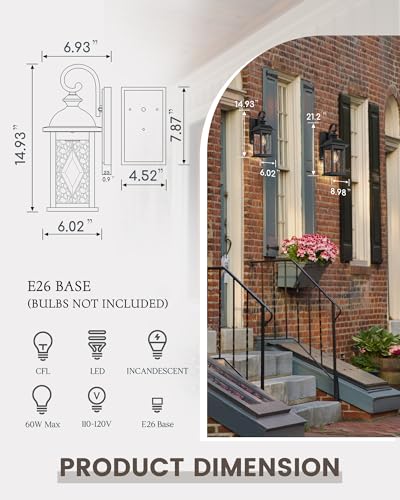 15" Exterior Wall Sconce (2 Count)