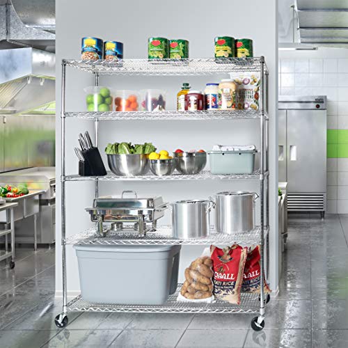 UltraDurable Heavy Duty NSF Solid Steel Wire Rack Storage Unit Wheels