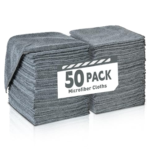 Gray Microfiber Cleaning Cloths Bulk Pack (50 Count)