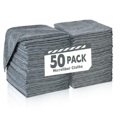 Gray Microfiber Cleaning Cloths Bulk Pack (50 Count)
