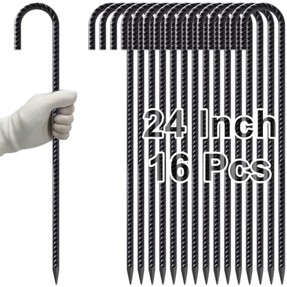 Rebar Stakes 24 Inch J Hook Heavy Duty (16 Count)