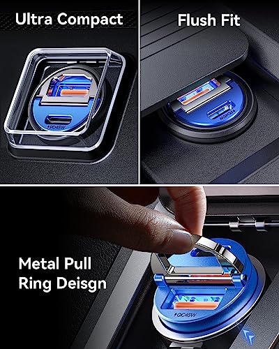 90W USB C Car Charger Fast Charging [Invisible & All Metal Design]