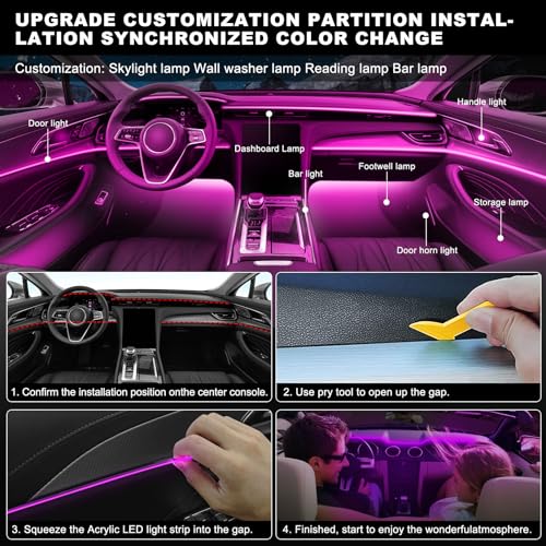 Acrylic Interior Car LED Strip Light with Wireless APP
