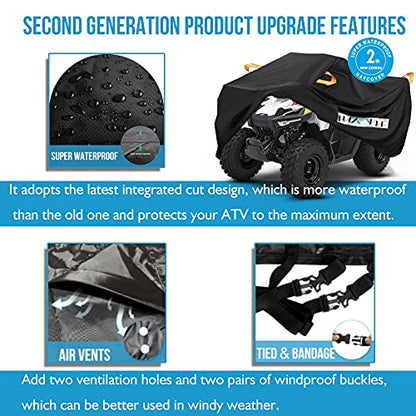 ATV Cover Waterproof for Polaris Sportsman Yamaha Grizzly Honda FourTrax Kawasaki KFX Wheel Car with Air Vents Reflective Strips and Buckle Straps Length up to 83 inches