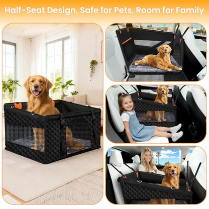 Large Dog Car Seat Cover with Dog Bed Mat for Back Seat Half