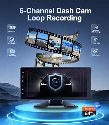 6 Channel 1080P Backup Camera System Dash Cam for Truck
