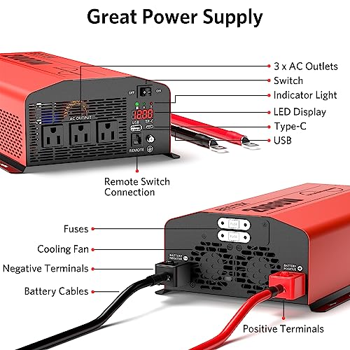 2000 Watt Pure Sine Wave Power Inverter 12V DC to 110V