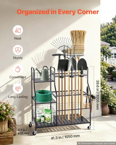 Garden Tool Organizer with Wheels