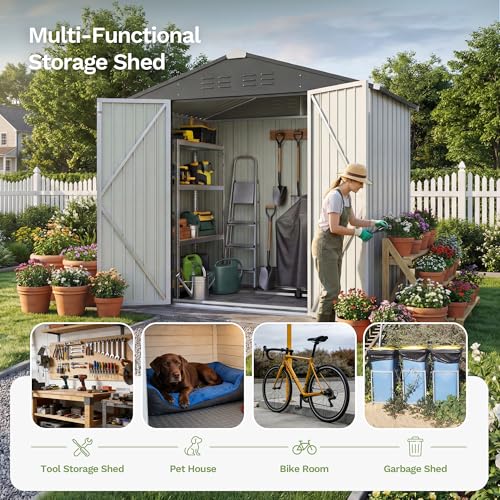 6x4 FT Outdoor Storage Shed with Floor Frame