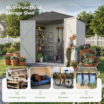 6x4 FT Outdoor Storage Shed with Floor Frame