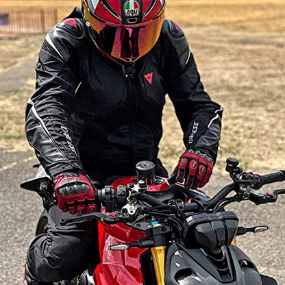 Mens Leather Motorbike Gloves KM046 Oxblood
