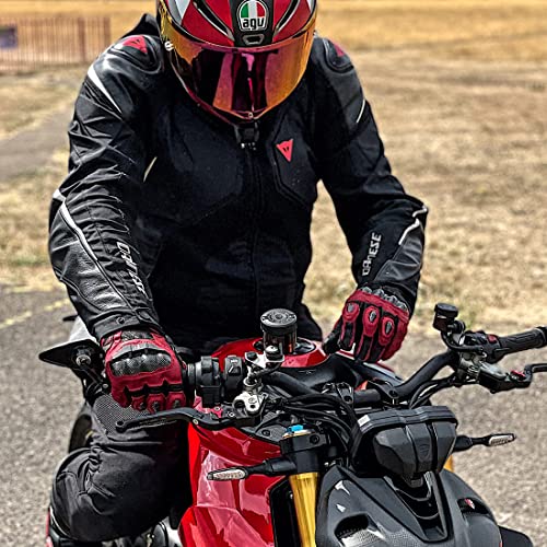Mens Leather Motorbike Gloves KM046 Oxblood