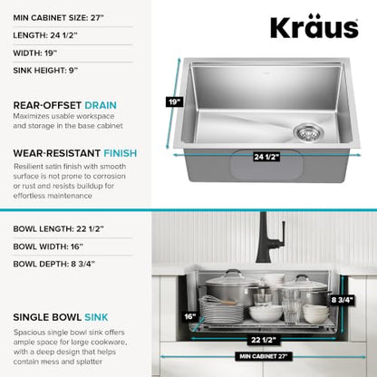 Fairlane 25 in Undermount Workstation Single Bowl 18
