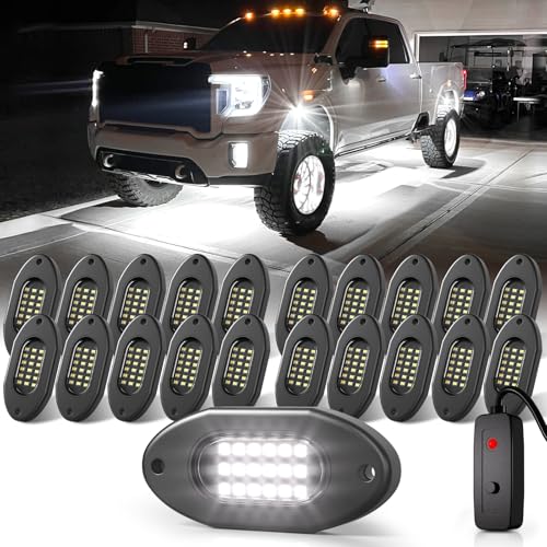 Pure White Rock Lights for Trucks 20 Pods (20 Count)
